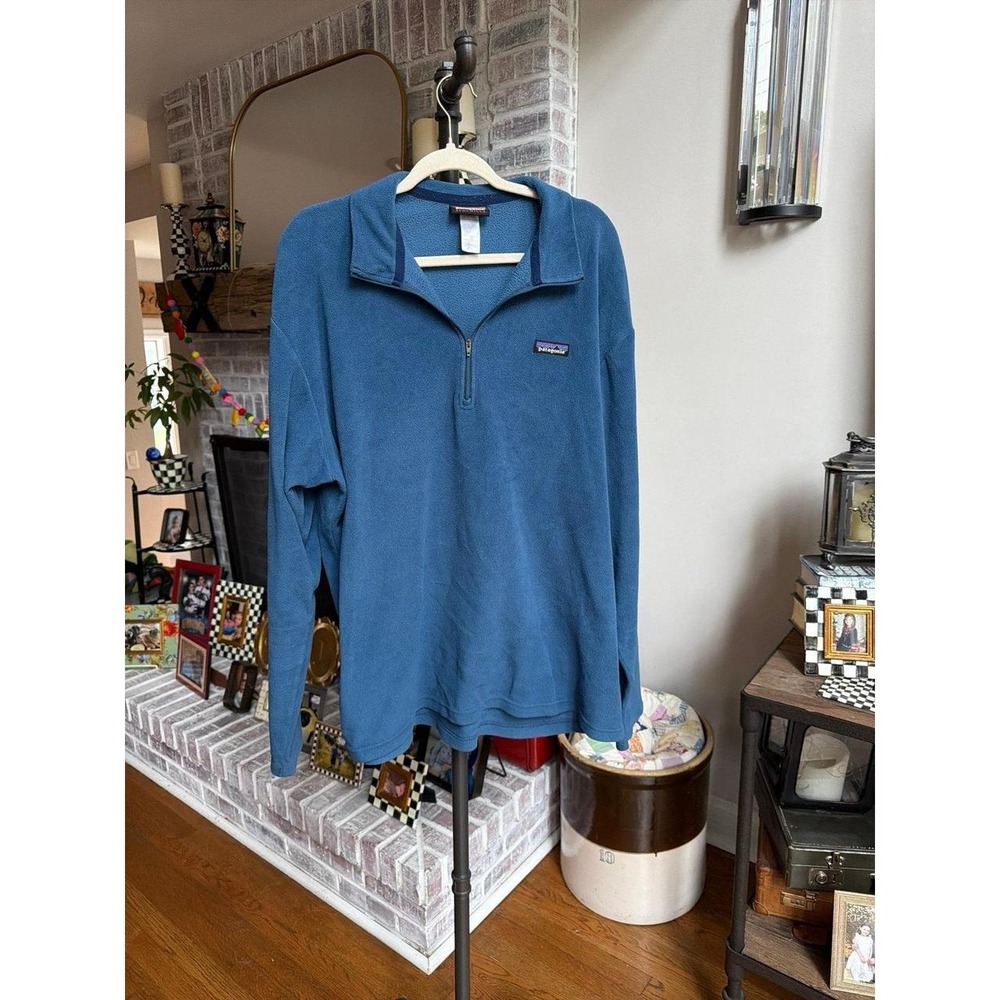 Patagonia Fleece Pullover Quarter Zip Blue Men's Sweatshirt xxl